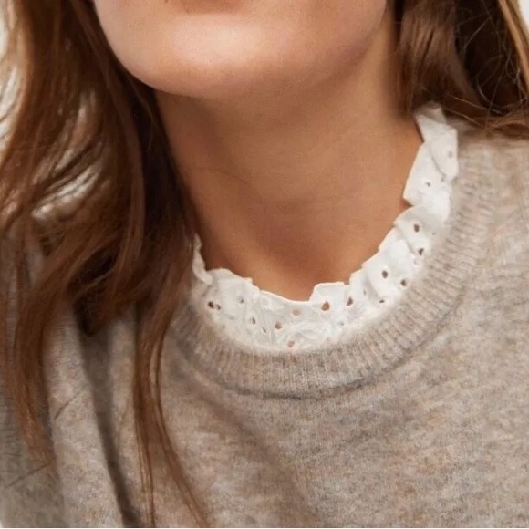 NWT Size Medium Mango wool sweater with lace collar - Picture 5 of 7